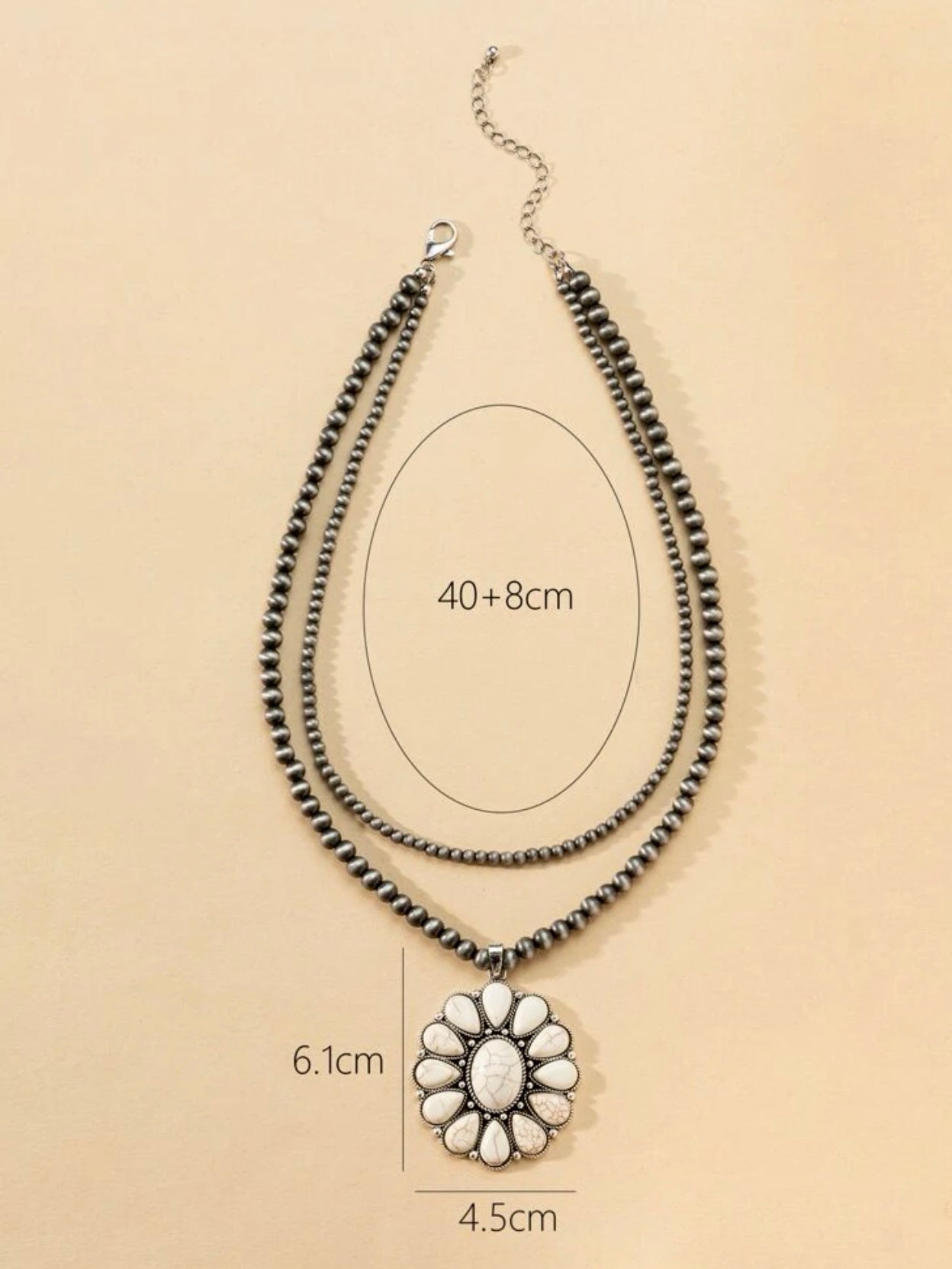 Flower Charm Beaded Necklace