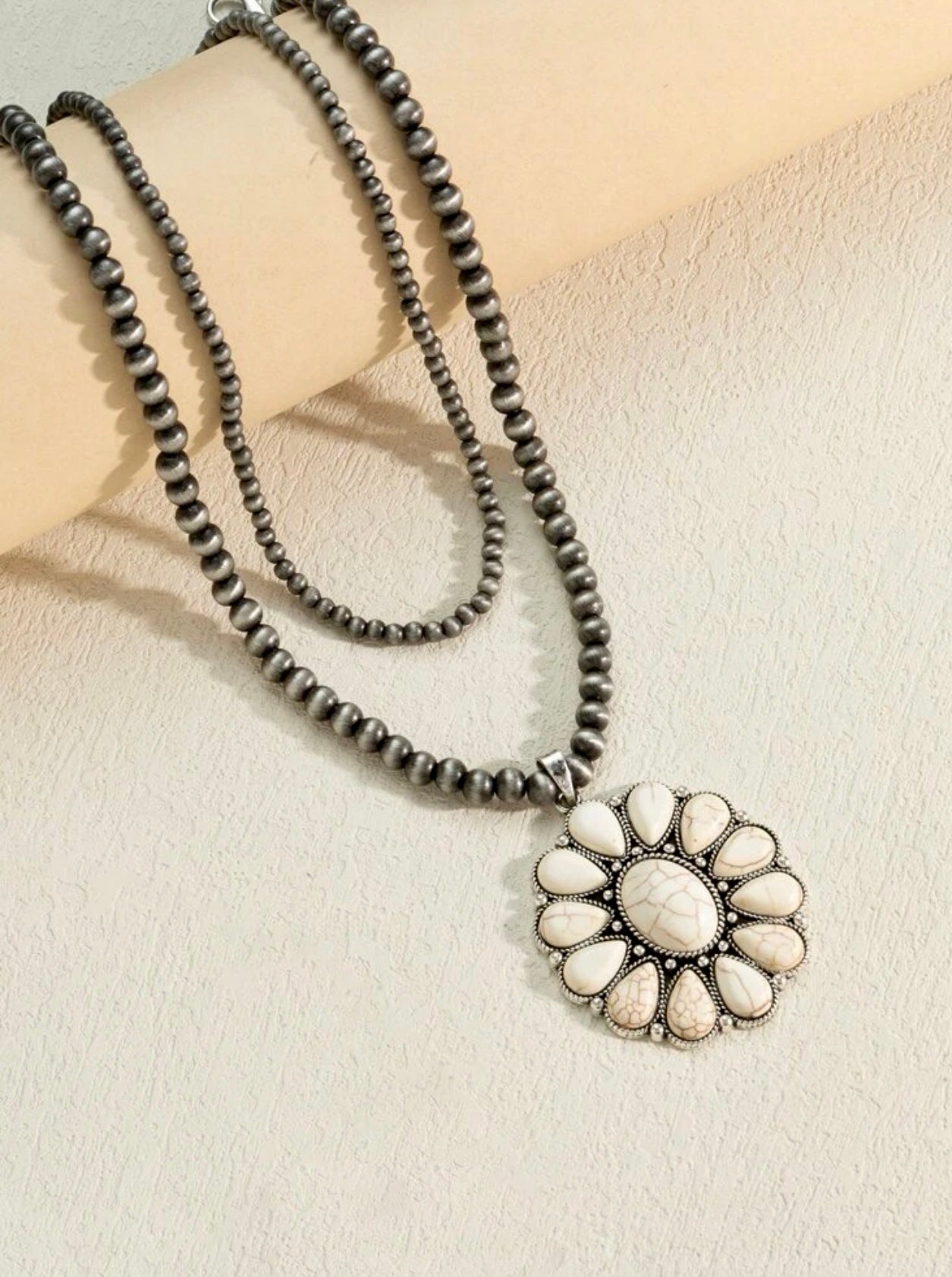 Flower Charm Beaded Necklace