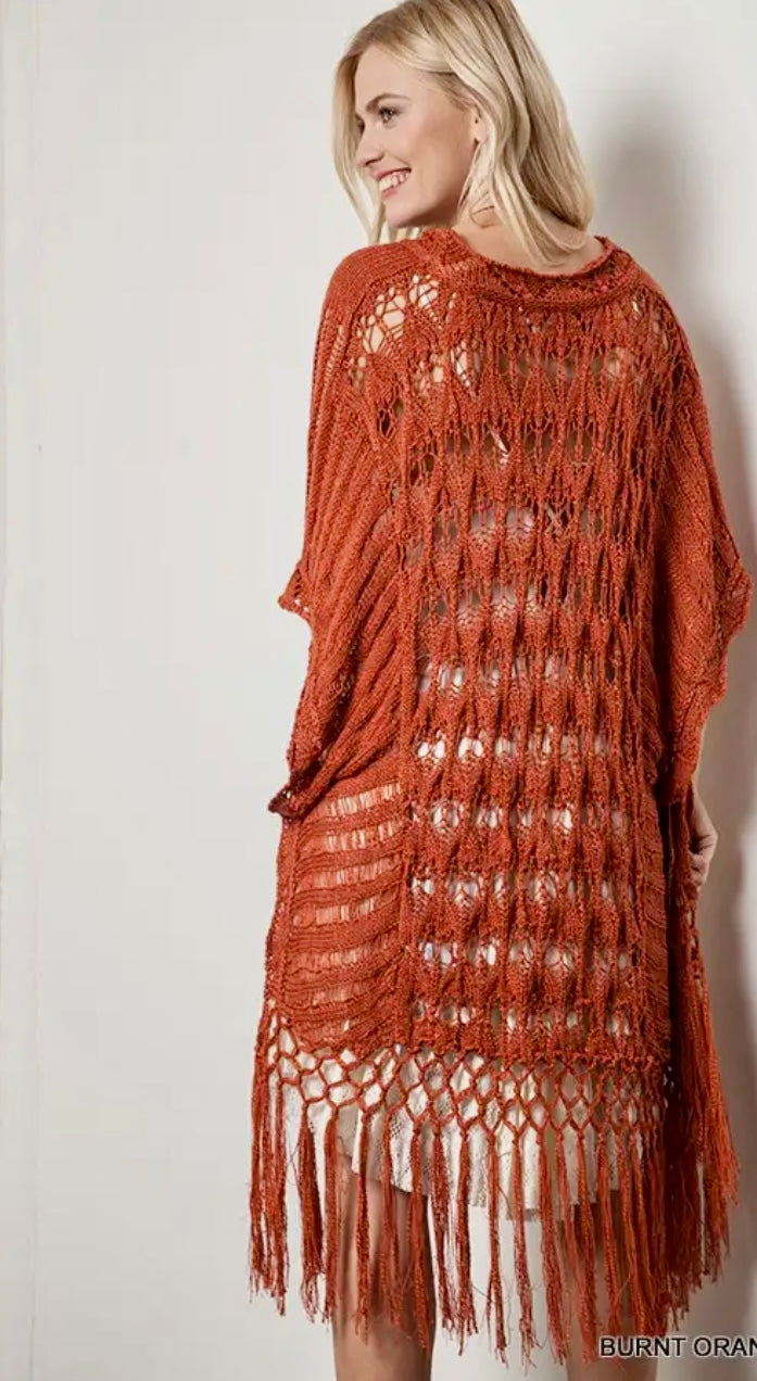 Boho Fringe Open Knit Sweater