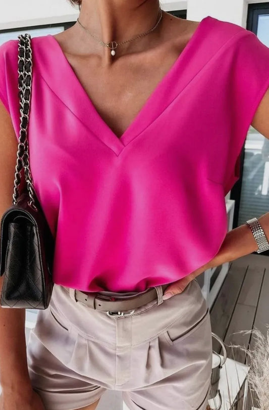 V Neck Pleated Top