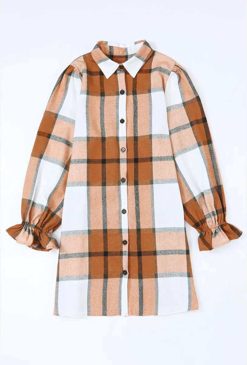 Plaid Pattern Collered Tunic/Dress