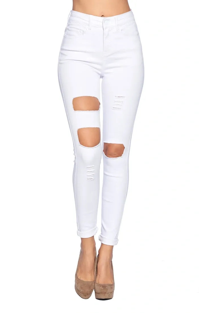 Skinny High Rise Destroyed Jeans