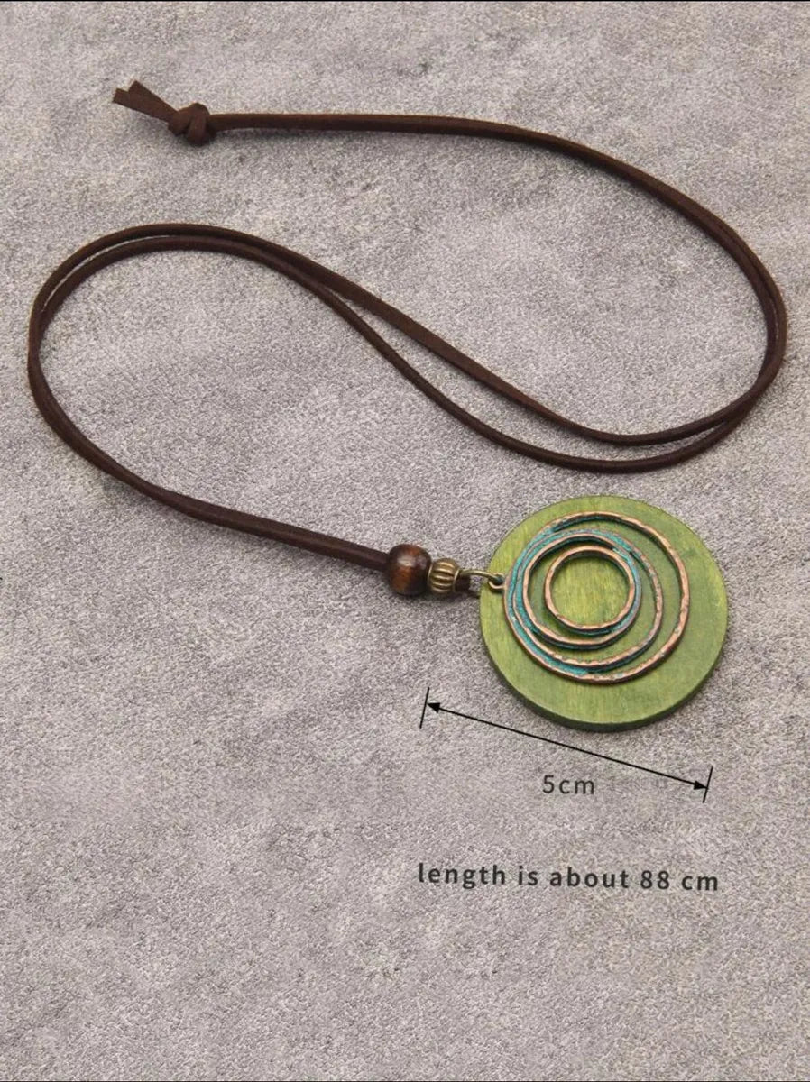 Boho Green Pendant Necklace