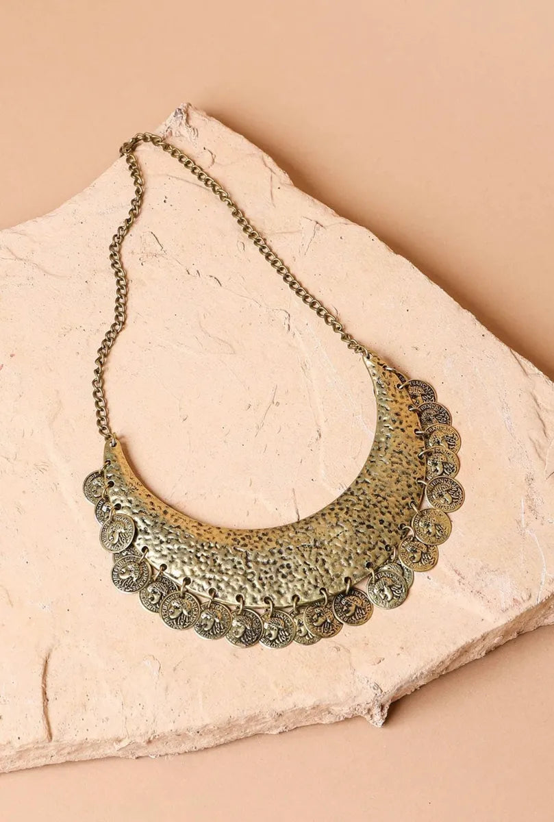 Coin Bib Statement Necklace