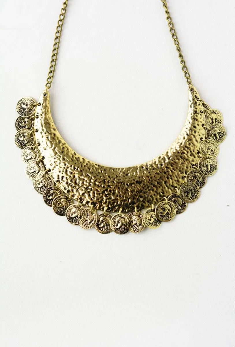 Coin Bib Statement Necklace