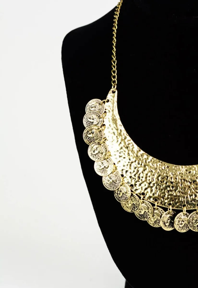 Coin Bib Statement Necklace