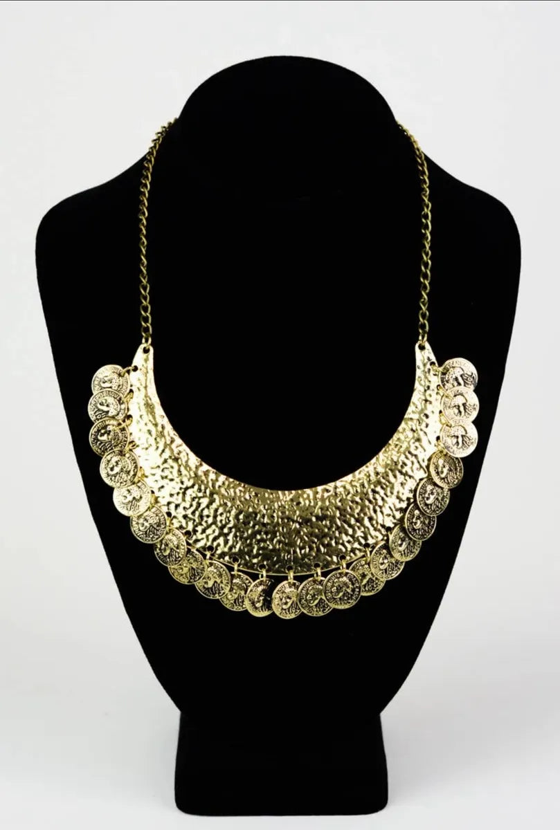 Coin Bib Statement Necklace