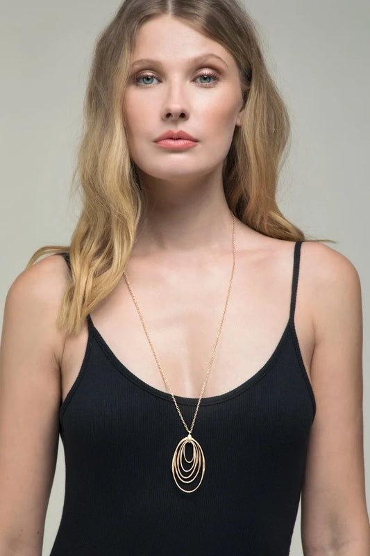 Layered Rings Long Necklace