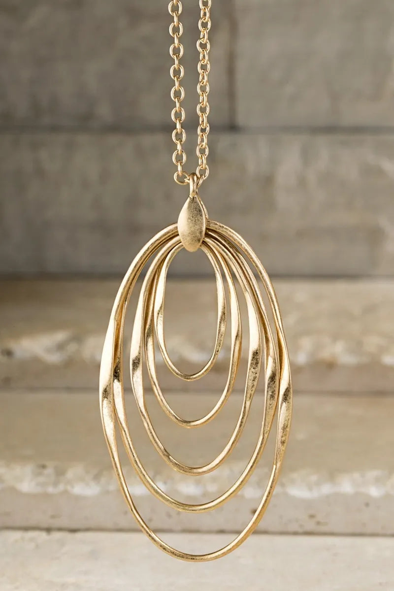 Layered Rings Long Necklace