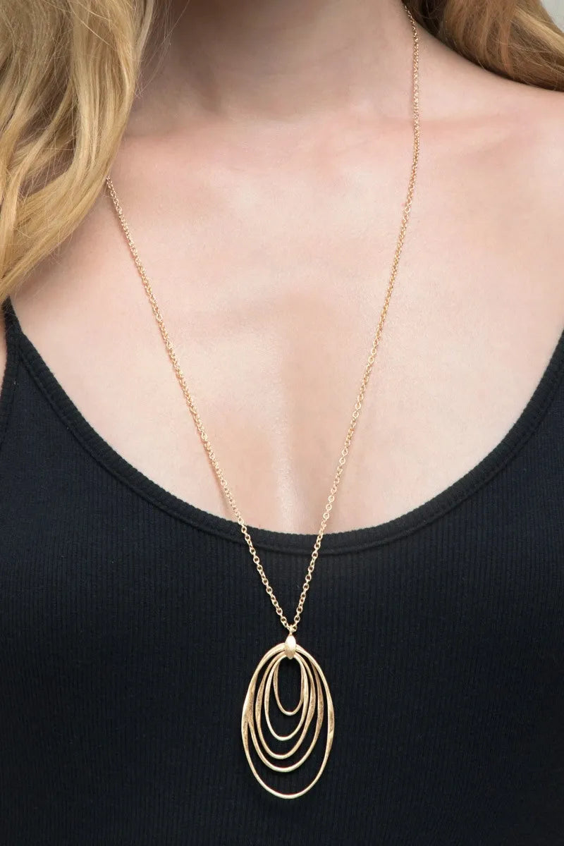 Layered Rings Long Necklace