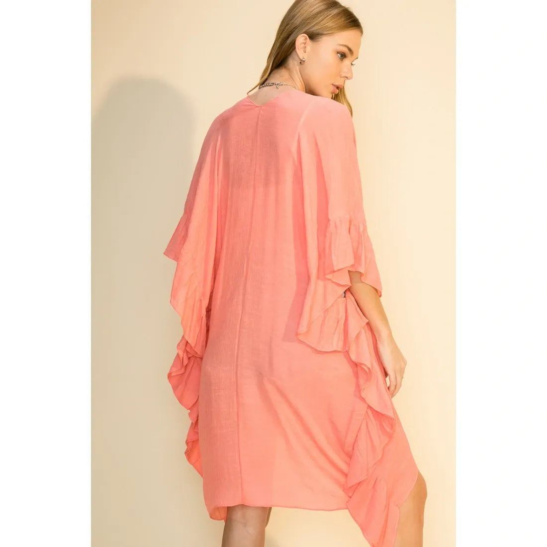 Open Front Coral Kimono