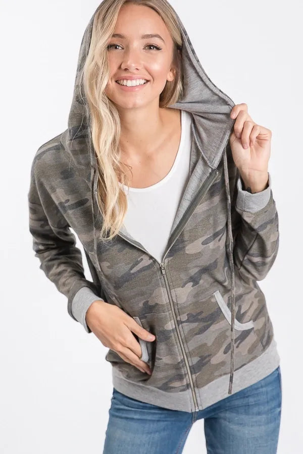 Camo Zip Up Hoodie