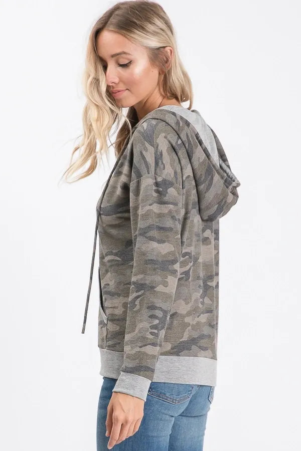 Camo Zip Up Hoodie