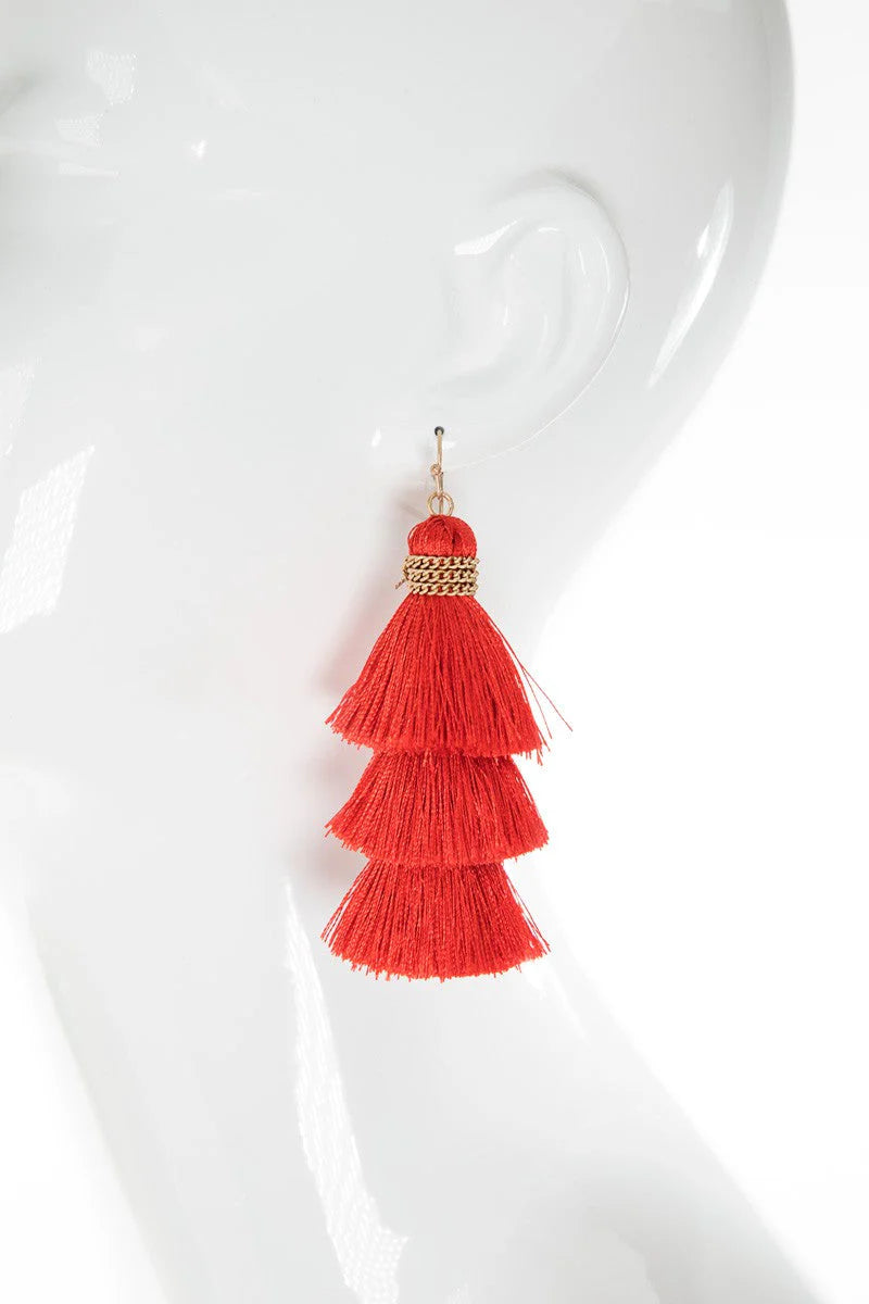 Tier Tassel Earrings- Mustard