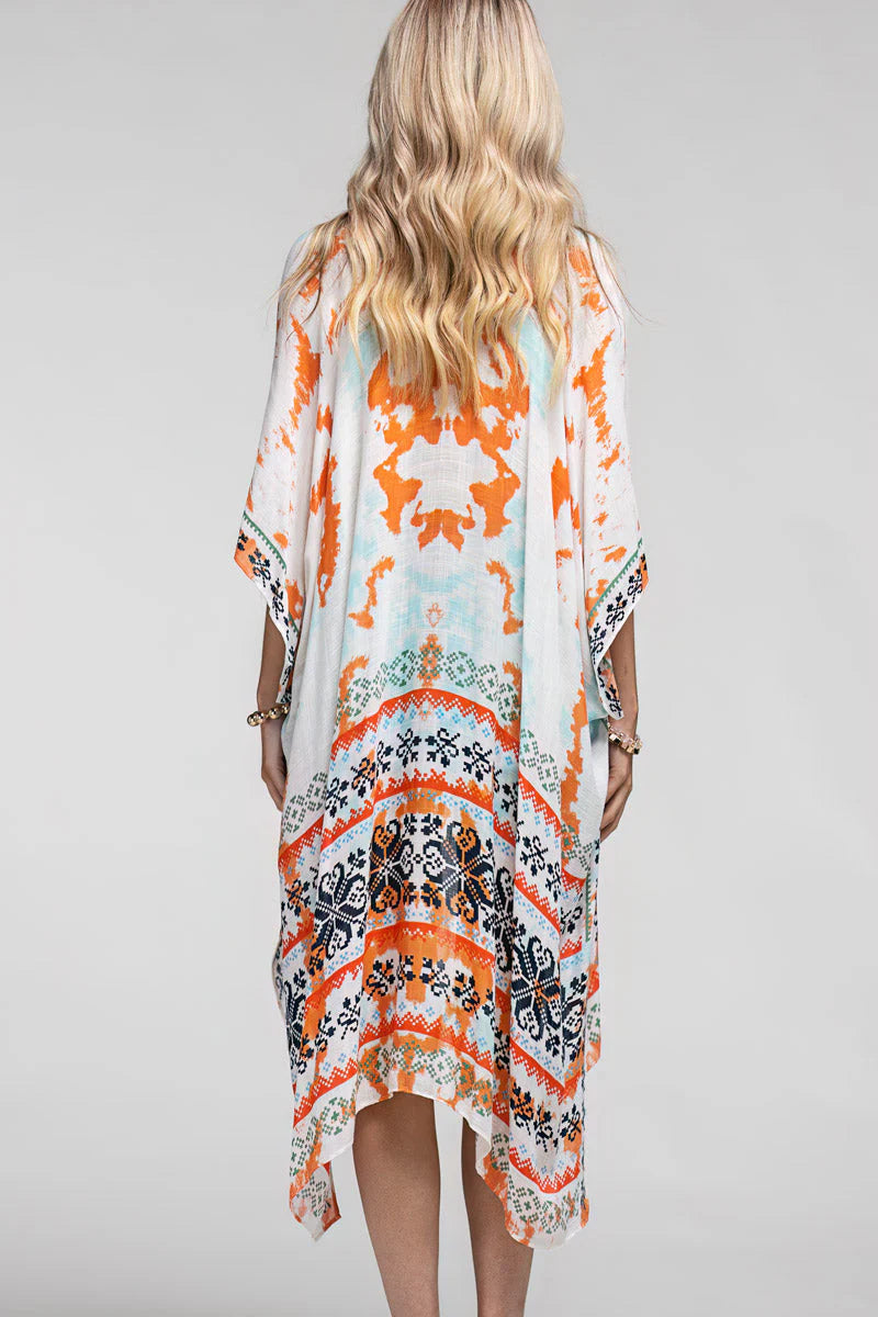 Tie Dye with Ethnic Border Motif Kimono