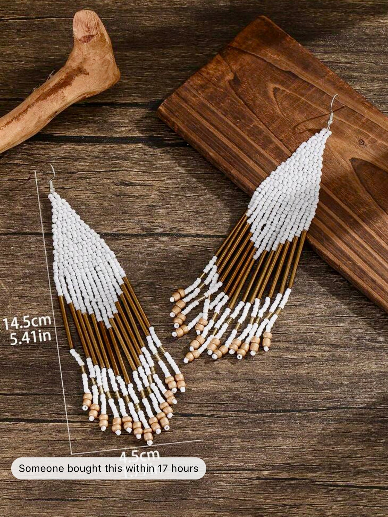 Boho Style Drop Earrings- White