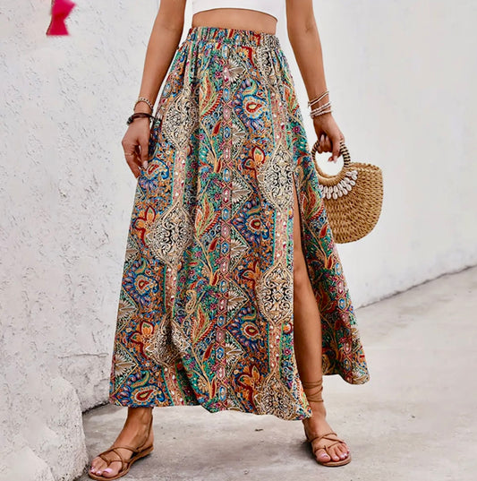 Paisley Print Maxi Skirt