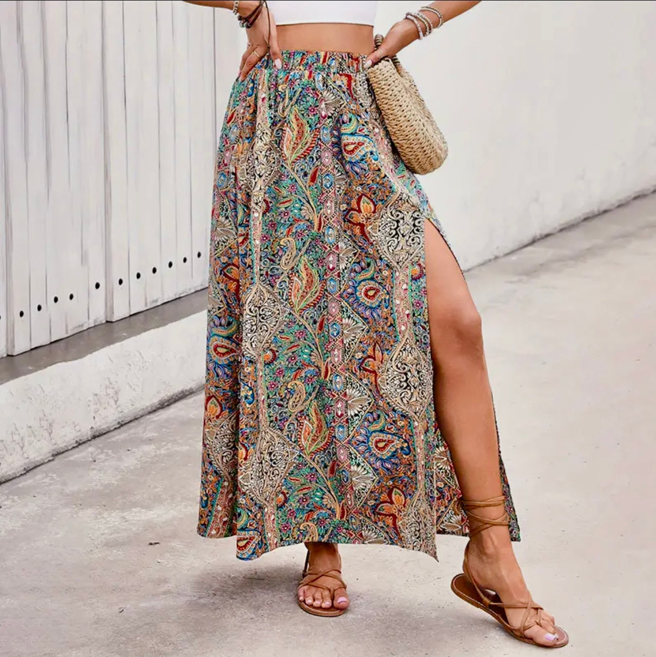 Paisley Print Maxi Skirt