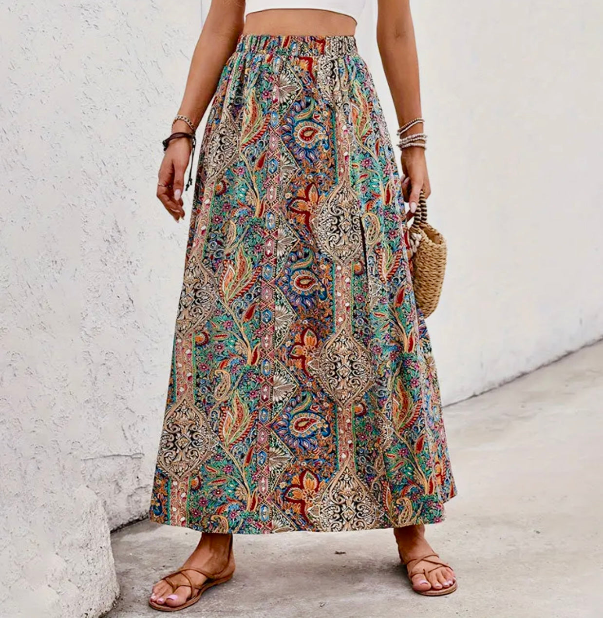 Paisley Print Maxi Skirt