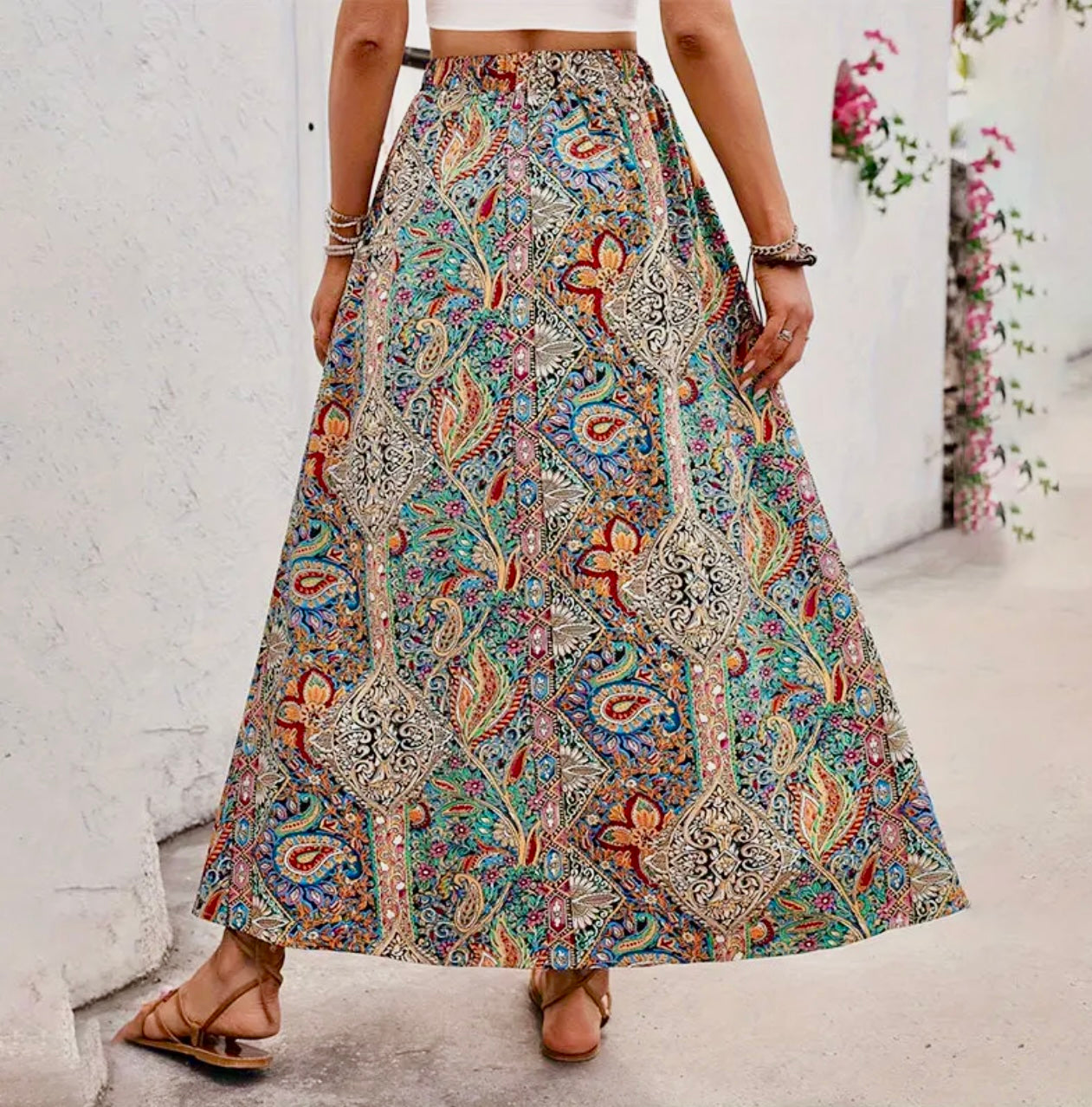 Paisley Print Maxi Skirt