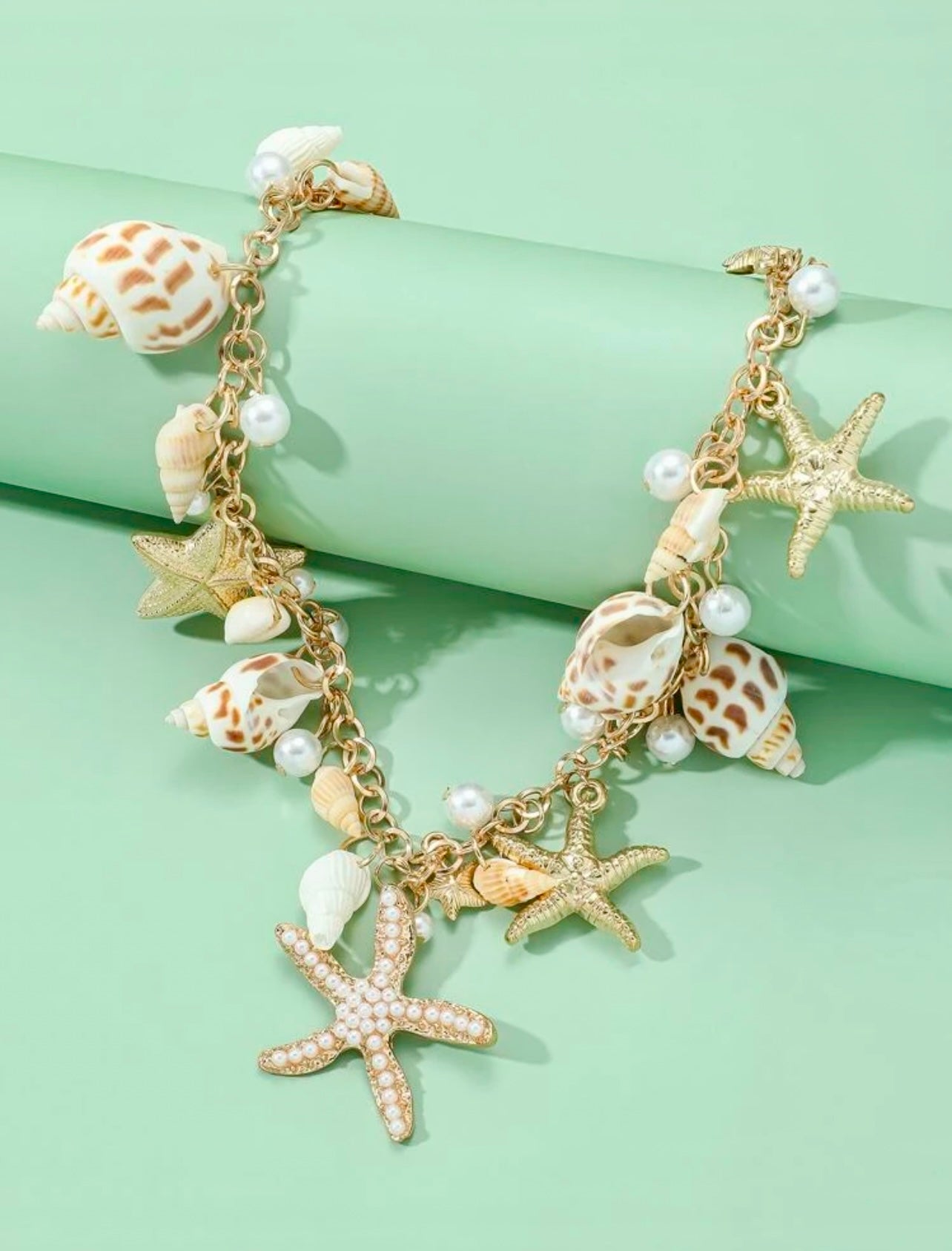 Starfish & Conch Charm Necklace