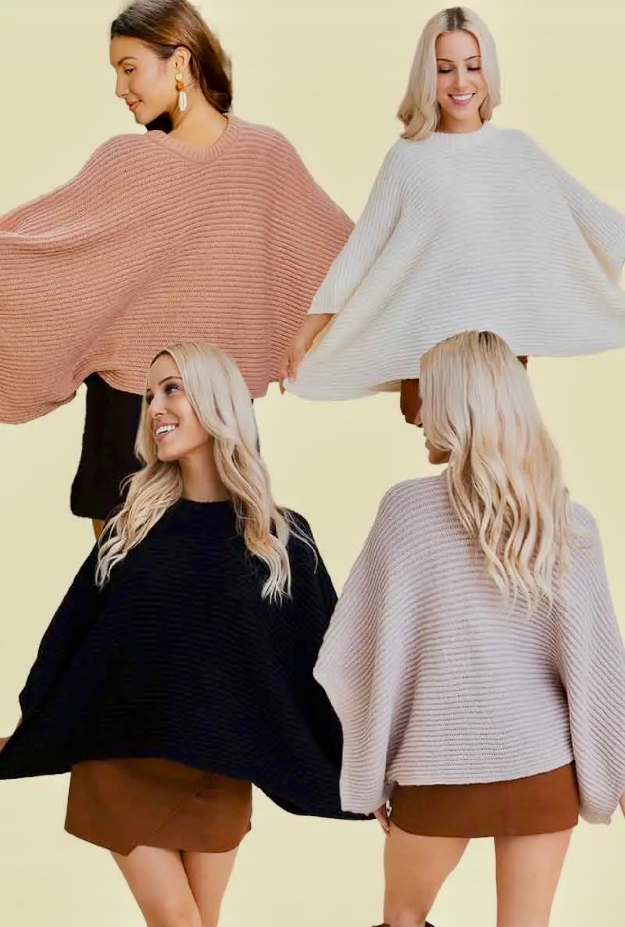 Metropolitan Rib Knit Arm Poncho