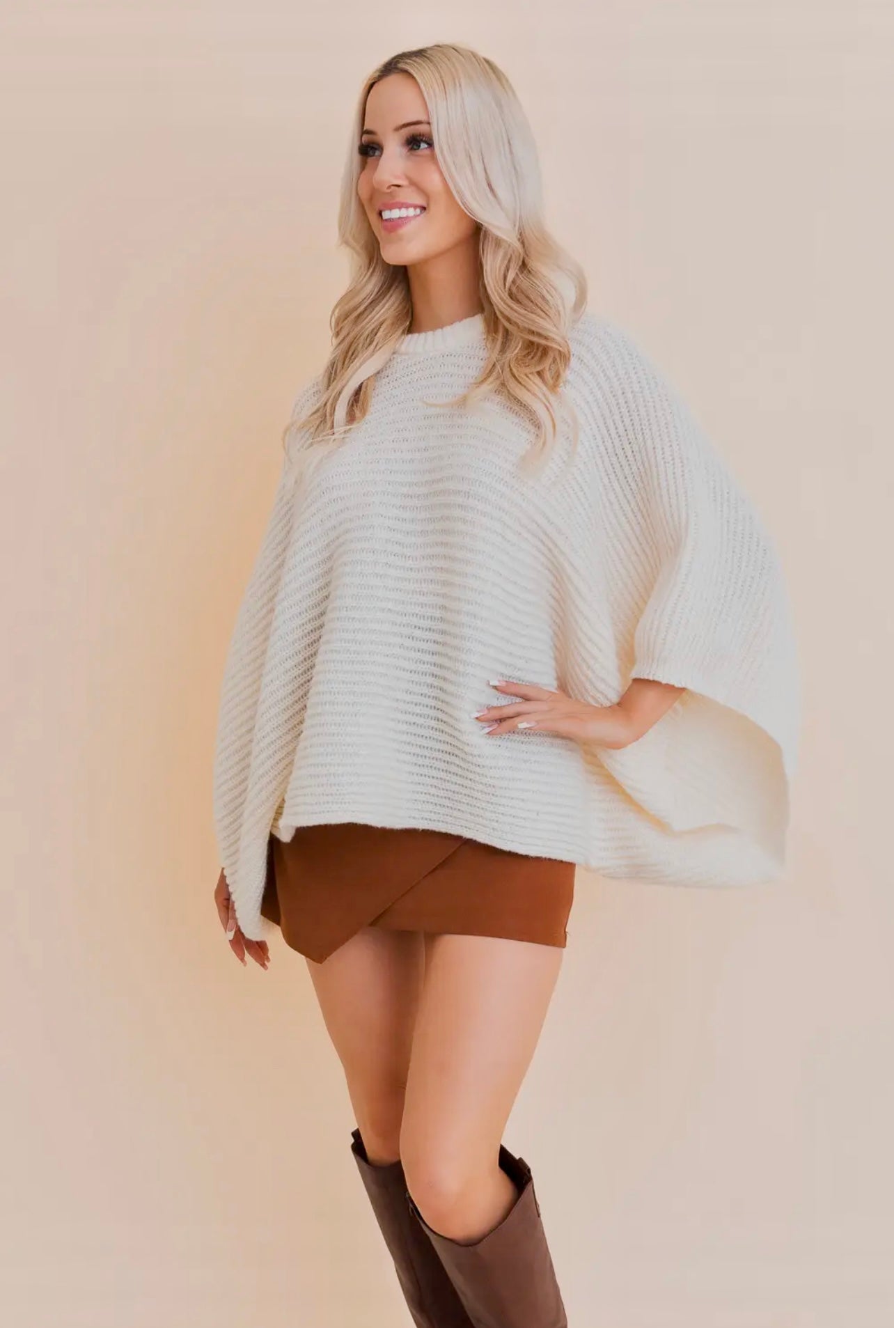 Metropolitan Rib Knit Arm Poncho