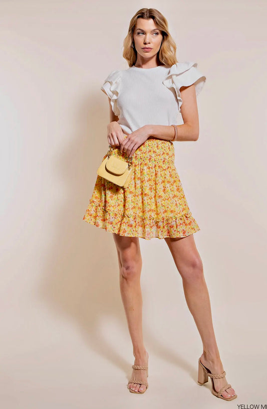 Smock Waist Chiffon Mini Skirt