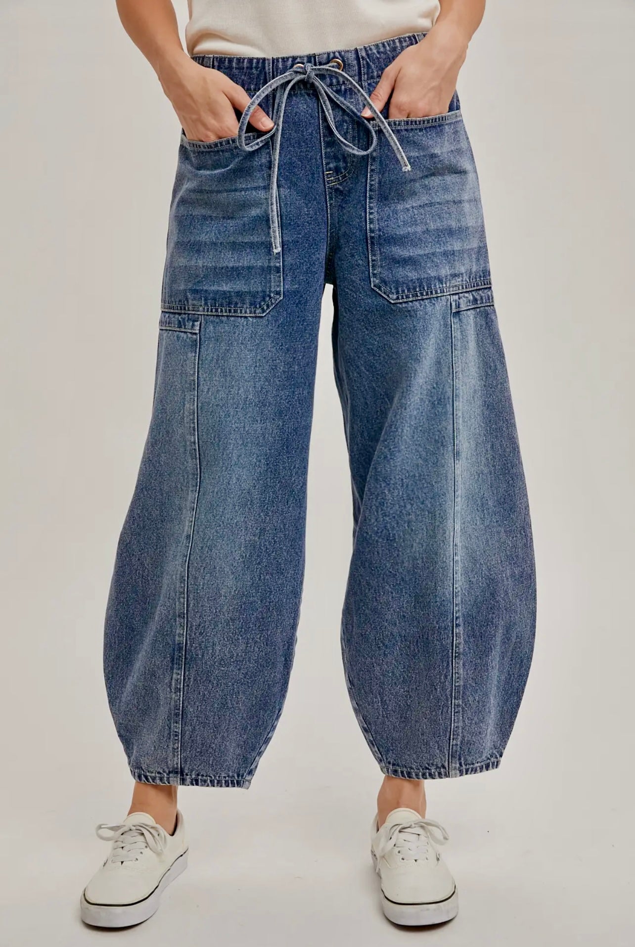 Denim Mid-Waist Barrel Jeans