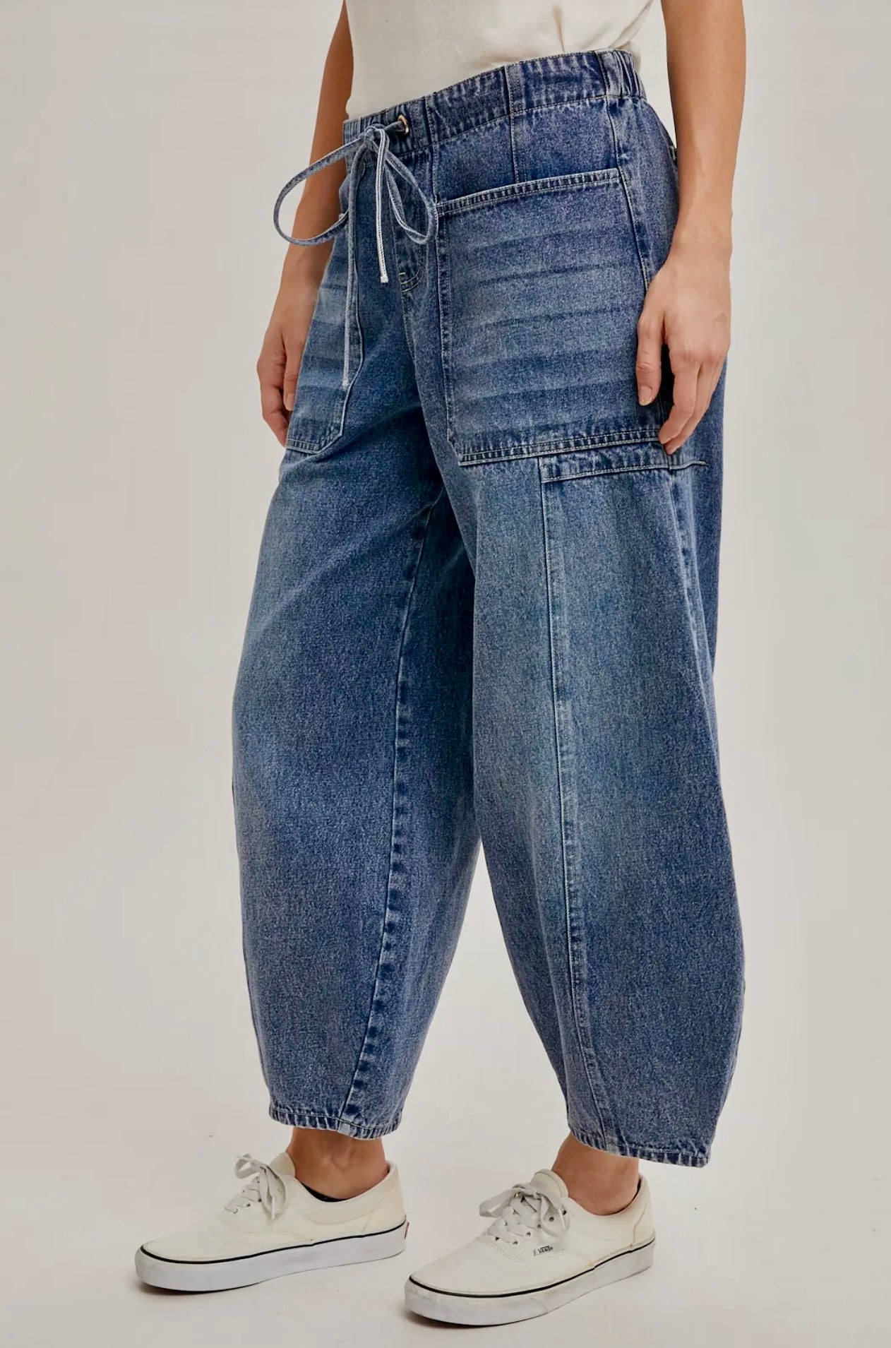 Denim Mid-Waist Barrel Jeans