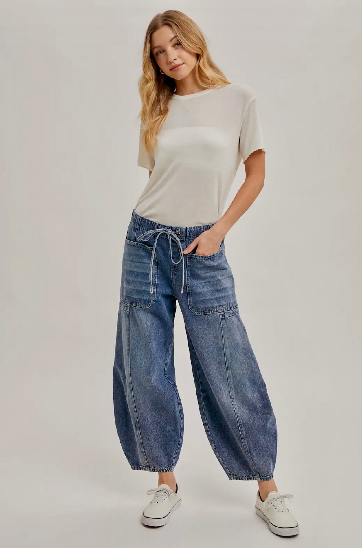 Denim Mid-Waist Barrel Jeans